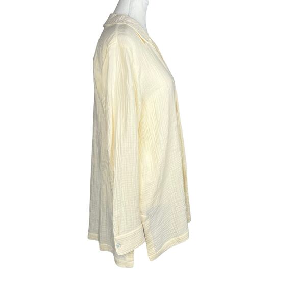 SOFT SURROUNDINGS Women's Medium Yellow Long Sleeve V Neck Pullover Cotton Gauzy - Picture 1 of 6